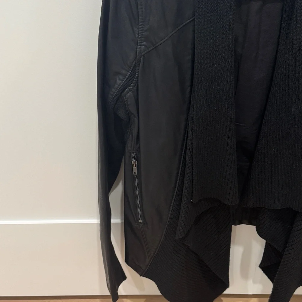 Blank NYC Black Draped Leather Jacket - Picture 4 of 5